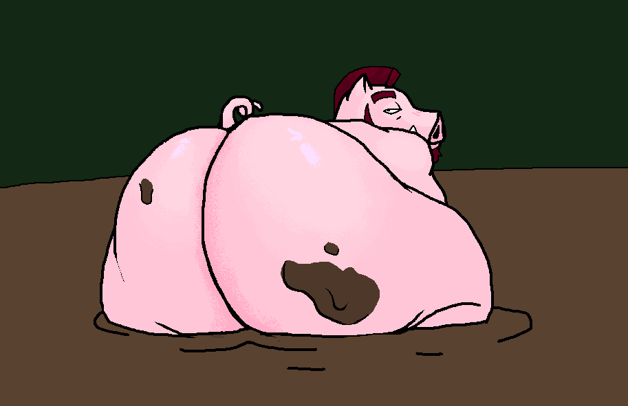 anthro ass big_butt bored butt_focus domestic_pig facial_hair kkhorseplay looking_at_viewer male mammal microsoft_paint mud pink_body presenting presenting_hindquarters rear_view simple_background solo solo_focus suid suina sus_(pig)