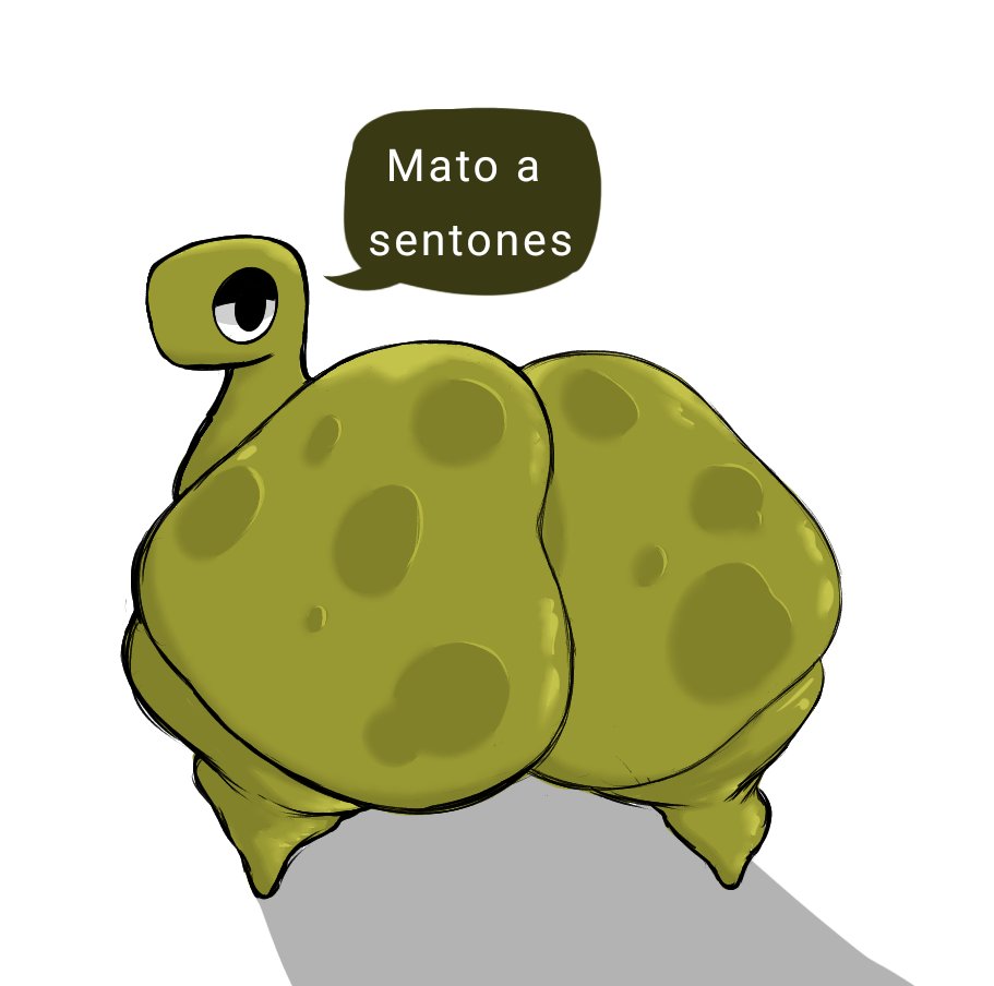 2d, ass, ass bigger than head, big ass, big butt, bongo (character), bongo (series), bonguitoweon, dinosaur, feral, gatofashado, green body, green skin, huge ass, huge butt, large ass, large butt, looking at viewer, looking back, simple, solo, spanish text, text, translated