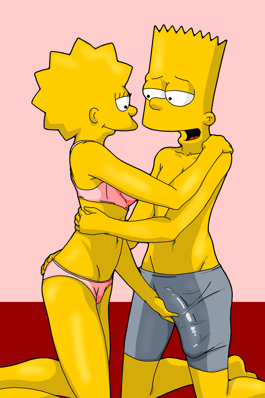 1boy 1girls 2021 aged_up bart_simpson bed body_grab bra brother brother_and_sister clothing color digital_media_(artwork) evilweazel female grabbing groping hi_res imminent_incest incest kissing kneeling large_penis latex latex_shorts lisa_simpson looking_at_another lying male on_back on_bed pantsu penis penis_grab penis_under_clothes pink_bra pink_panties siblings spiky_hair straight the_simpsons topless uncensored underwear yellow_skin