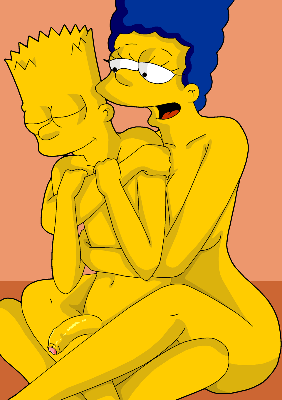 1boy 1boy1girl 1girls 2021 age_difference aged_up bart_simpson blue_hair breasts closed_eyes color digital_media_(artwork) embracing evilweazel female flaccid foreskin glans half-closed_eyes hi_res holding_person hug hugged_from_behind incest male marge_simpson mature milf mother mother_and_son nude open_mouth partially_retracted_foreskin penis sitting son spiky_hair the_simpsons uncensored uncut yellow_skin