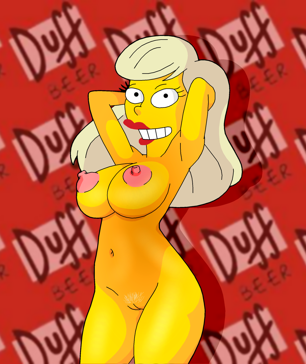 1girls 2021 20th_century_studios accurate_art_style areolae arms_behind_head ass blonde_hair breasts color digital_media_(artwork) duff_beer erect_nipples evilweazel female female_only hi_res large_areolae large_breasts lipstick long_hair looking_at_viewer makeup navel nipples nude pose pubic_hair red_lipstick smile solo standing the_simpsons thighs titania_(the_simpsons) uncensored vagina yellow_body yellow_skin