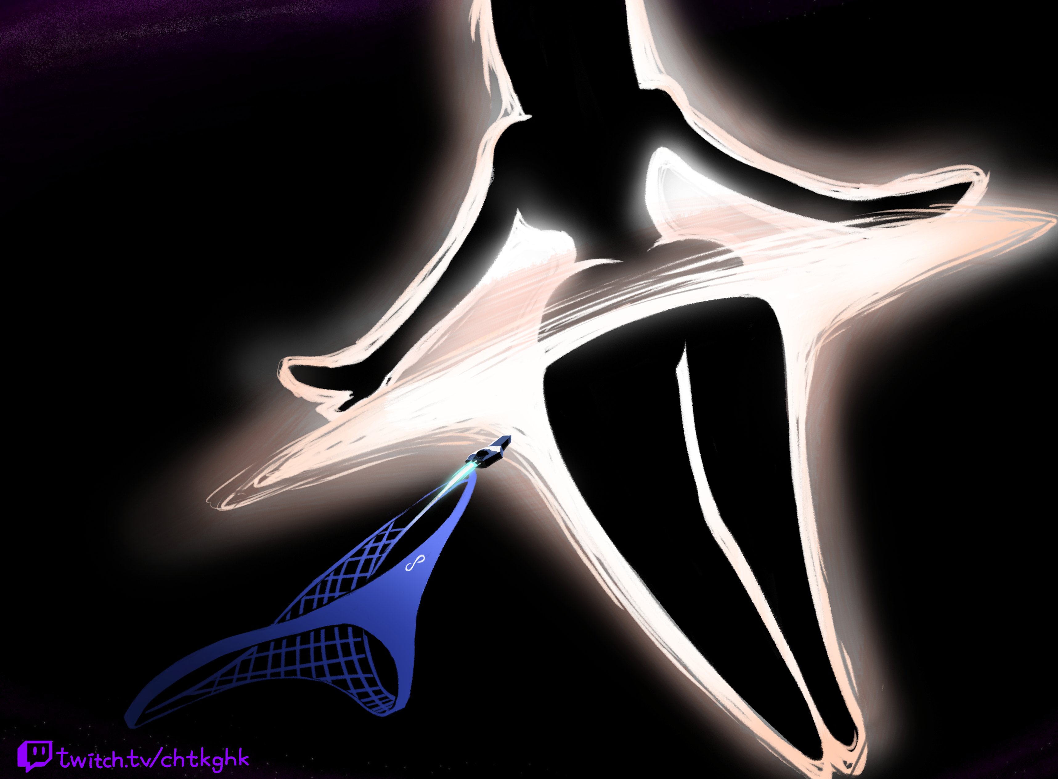 1girls, 2022, absurd res, ass, aura, backboob, big ass, black body, black hole, blue panties, breasts, dark, female, female only, giantess, highres, light, minus8, no outlines, nude, original, panties, signature, solo, space, spacecraft, thighs, underwear, url, watermark