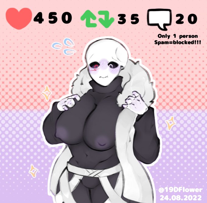 19dflower 1girls 2d big_breasts breasts cross_sans cross_sans_(fan_character) female female_only female_sans rule_63 sans sans_au solo undertale undertale_(series) undertale_au xtale