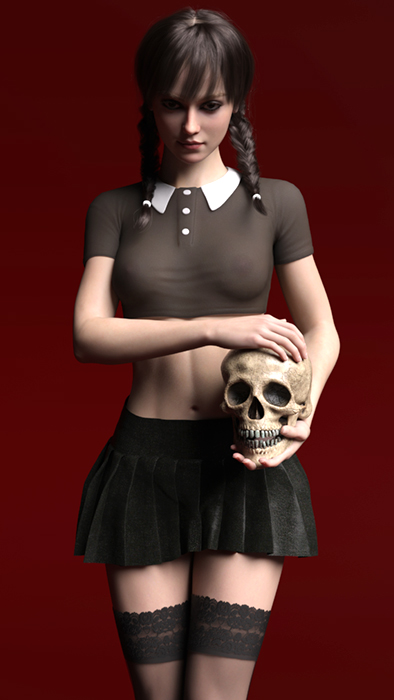 3d, deletedcube3d, female, goth, goth girl, solo, solo female, tagme, the addams family, wednesday addams
