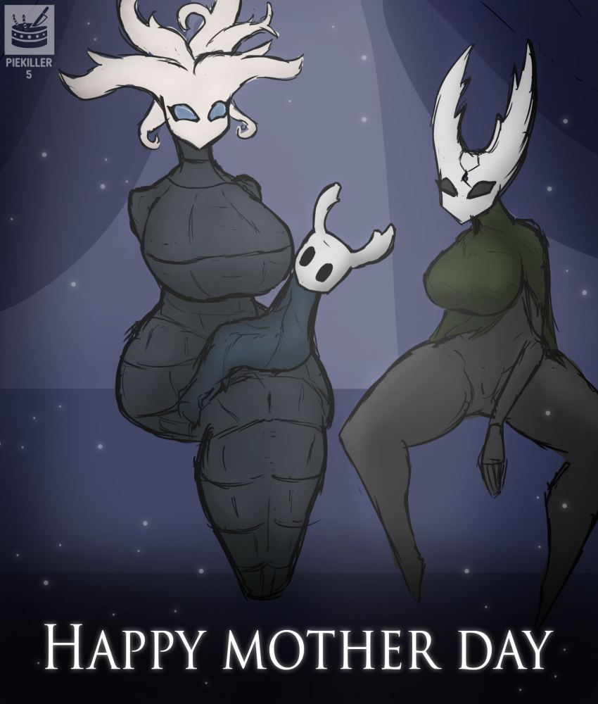 anthro arthropod big_breasts black_body black_eyes black_sclera black_skin blue_eyes blue_sclera breasts daughter empty_eyes english_text eyelashes female genitals holidays hollow_knight hollow_knight_(character) huge_breasts incest male mother mother's_day mother_and_child mother_and_daughter mother_and_son parent parent_and_child piekiller piekiller5 protagonist_(hollow_knight) pussy rule_63 size_difference smaller_male son team_cherry text thick_thighs vessel_(species) video_games white_lady_(hollow_knight) wide_hips