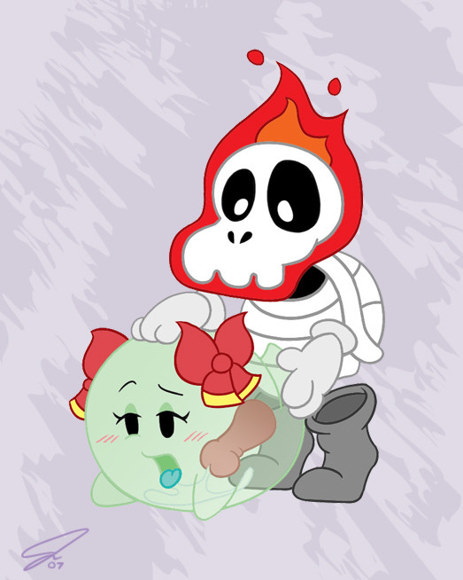 blush boo_(mario) bow cum dry_bones female fire ghost lady_bow male mario_(series) nintendo paper_mario penis psyredtails sex