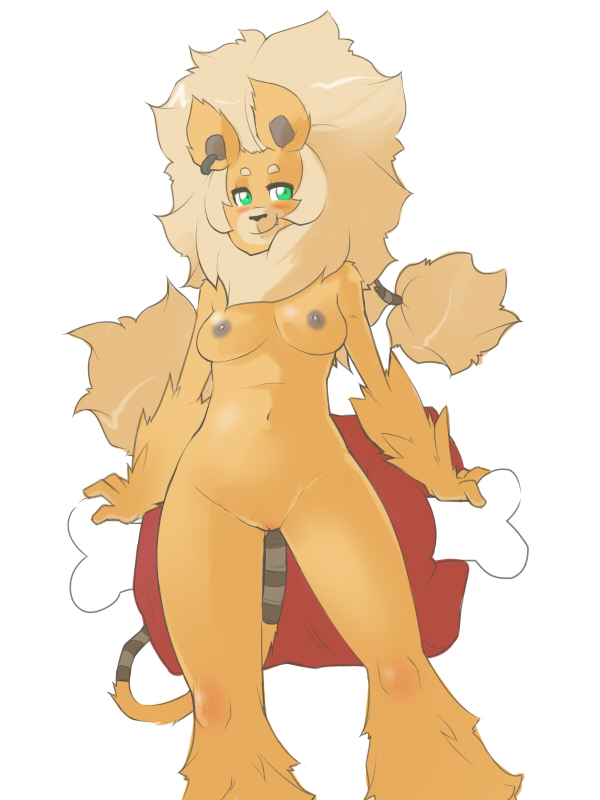 anthro cartoon_meat durga_(team_fortress_2) feline female fluffy furry lion lioness mane momorodent nude piercing solo team_fortress_2 vulva