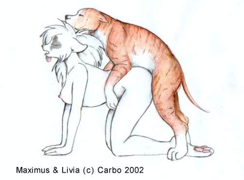 2002 animal anthro_bestiality breasts carbo closed_eyes doggy_style female feral from_behind hump interspecies male mount nude sex straight