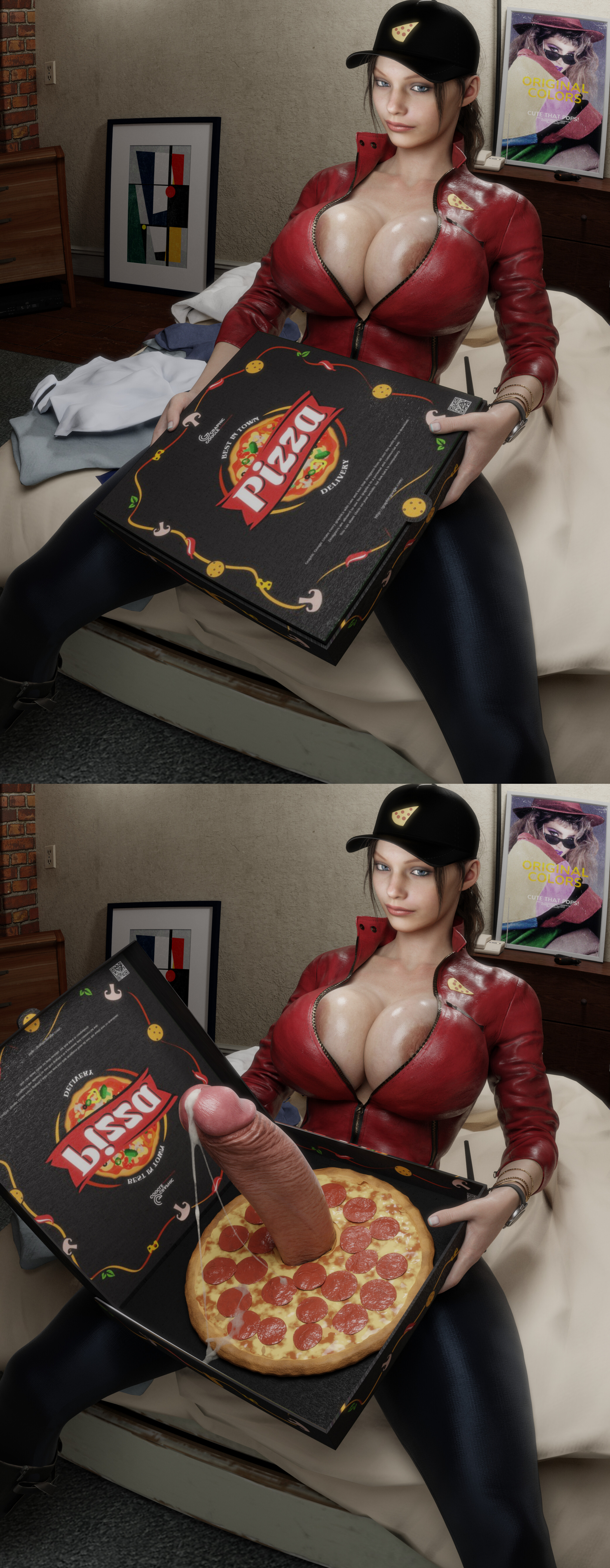 1futa, 2024, 3d, 3d (artwork), 3d model, alternate version available, ass, balls, big breasts, big penis, blender, breasts, capcom, claire redfield, cum, cum on food, cum on pizza, dickgirl, erect penis, eye contact, female, futa only, futadom, futanari, hd, hi res, high quality, high resolution, highres, huge breasts, huge cock, huge penis, huge thighs, intersex, inviting, large ass, large breasts, large butt, large penis, long penis, looking at viewer, naughty, naughty face, naughty smile, penis, penis in pizza box, penis on food, penis on pizza, pizza, pizza box, pizza delivery, resident evil, resident evil 2, resident evil 2 remake, screencap, seducing, seduction, seductive, seductive body, seductive eyes, seductive mouth, sensual, sexy, sexy body, sexy pose, surprise, thick body, thick legs, thick lips, thick thighs, veiny penis, voluptuous, voluptuous body, voluptuous female, voluptuous futa, waiting, zzzxxxccc