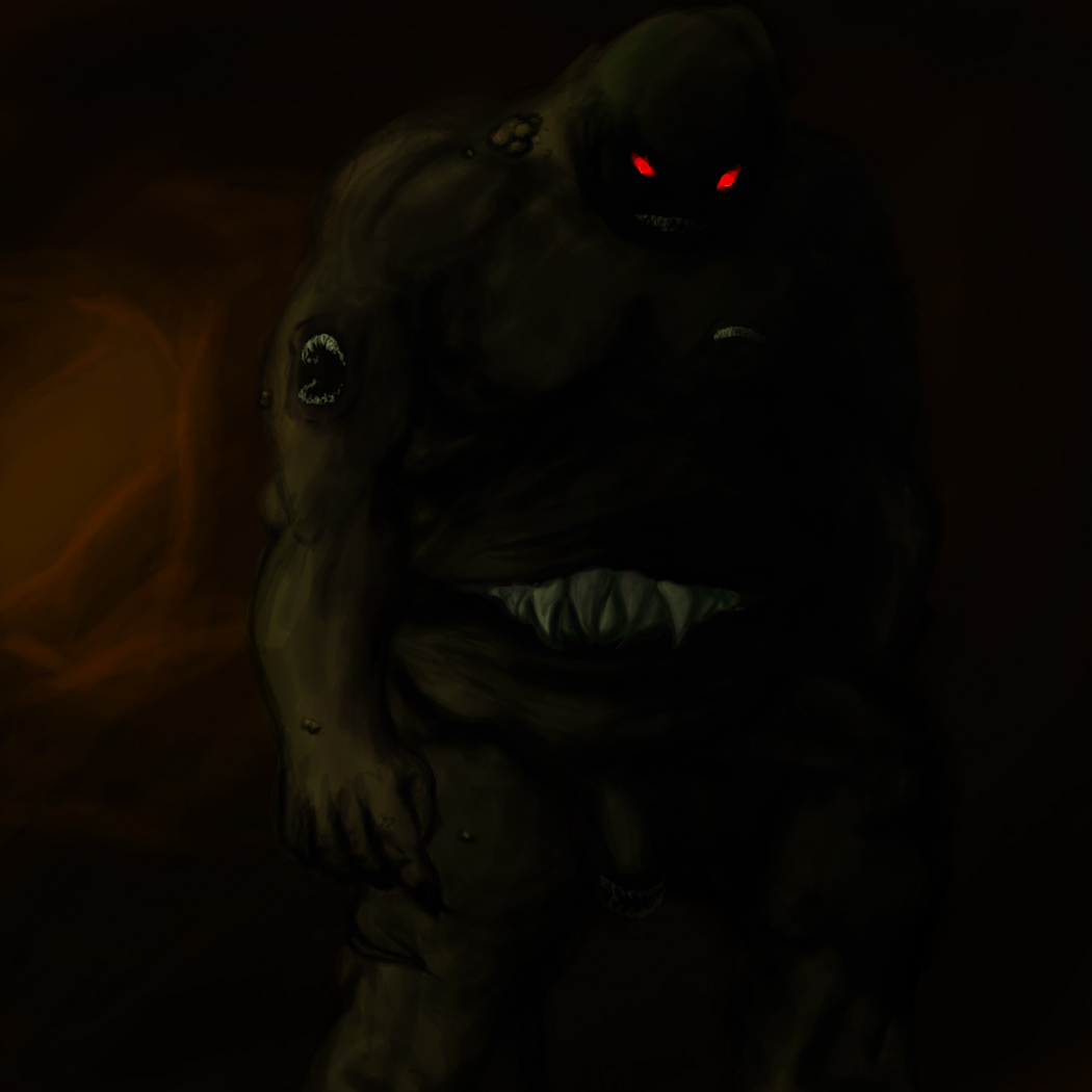 belly_mouth darkness humanoid male monster nude pandottermon penis_mouth red_eyes scary sharp_teeth standing teeth undead warts