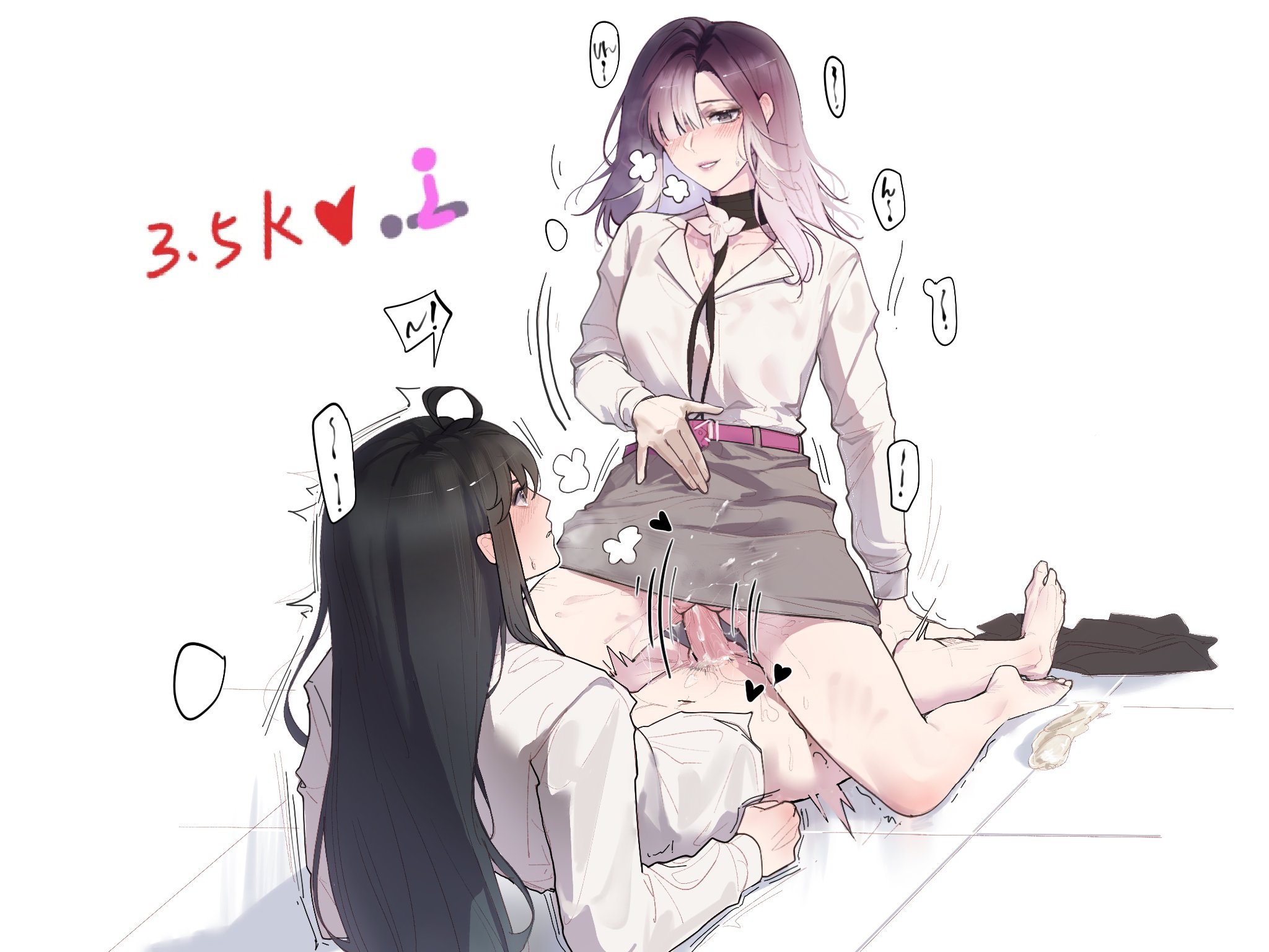 1futa, 1girls, blush, clothed, clothed sex, clothes, clothing, condom, cum, cum in pussy, cum inside, cumming, dickgirl, female, female focus, futa on female, futanari, intersex, larger female, lezissmit, long hair, path to nowhere, penis, power bottom, pussy, rahu (path to nowhere), riding, riding fast, riding penis, scar, scar on face, shalom (path to nowhere), shorter female, skirt