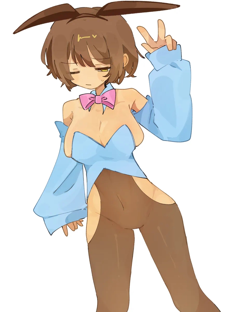 artist request, big breasts, bunny ears, bunny girl, bunnysuit, frisk, pantyhose, undertale
