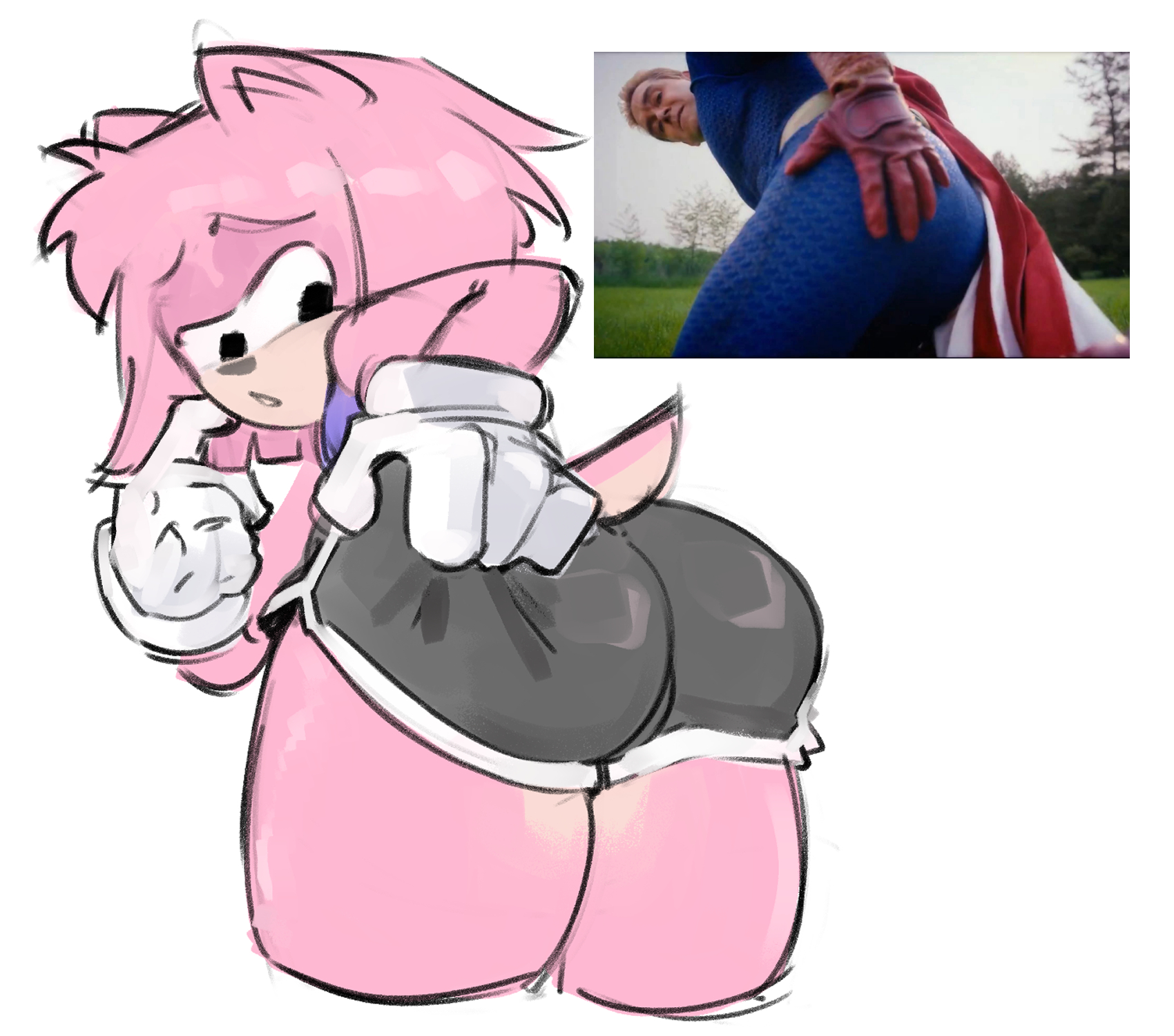 amy rose, cadmio, fanart, huge ass, sonic (series)