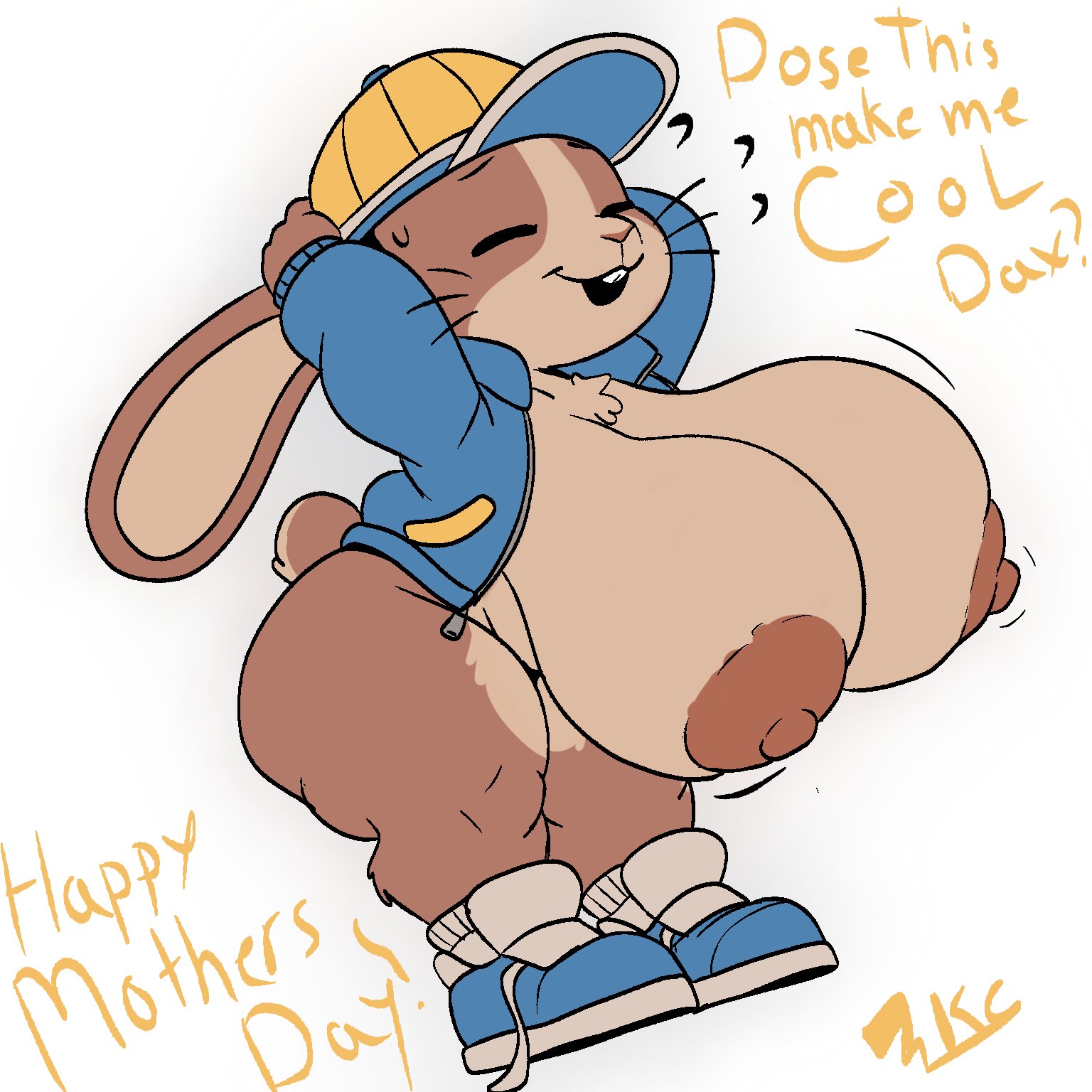 1girls, 2d, anthro, ass focus, big breasts, bunny, digital media, fat ass, female, female only, furry, furry female, how to be cool, huge breasts, koreyvee, mature female, milf, mothers day, peeb (piemations), rabbit, shortstack, solo, tagme, text, thick thighs, tomboy, wide hips