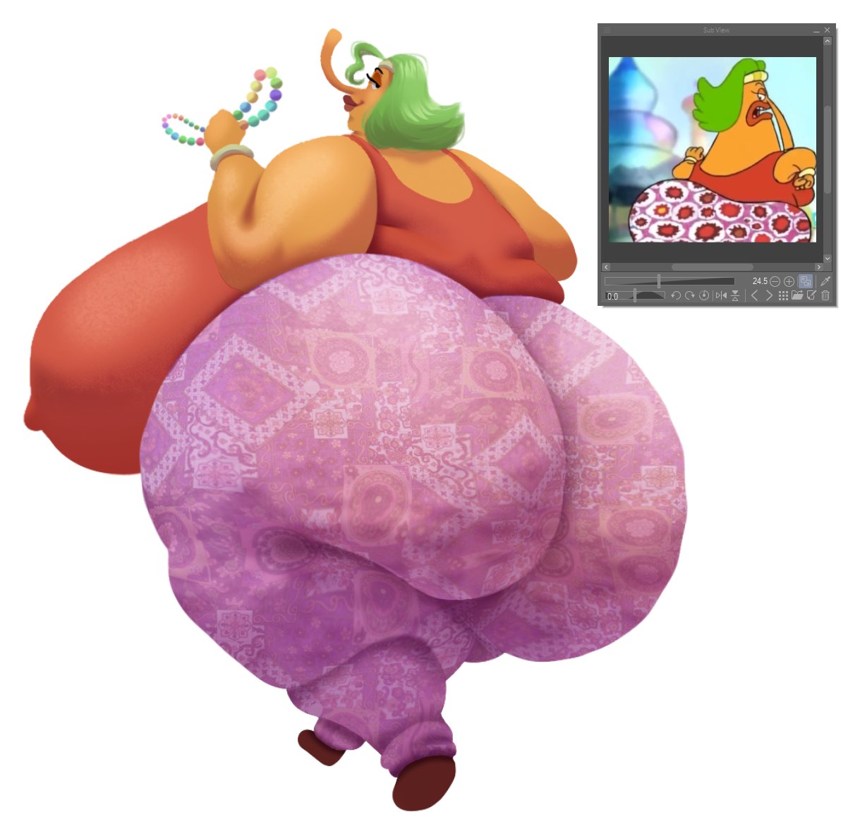 1girls, anthro, ass focus, bbw, big breasts, big butt, bubble ass, bubble butt, butt, cartoon network, cellulite, chowder, chowder (series), chubby, chubby female, cousindoodles, endive, excercise, fat, fat ass, female, forbidden pants, green hair, huge breasts, huge butt, large nose, long nose, mature, mature female, milf, orange body, ssbbw, thick thighs, wide hips