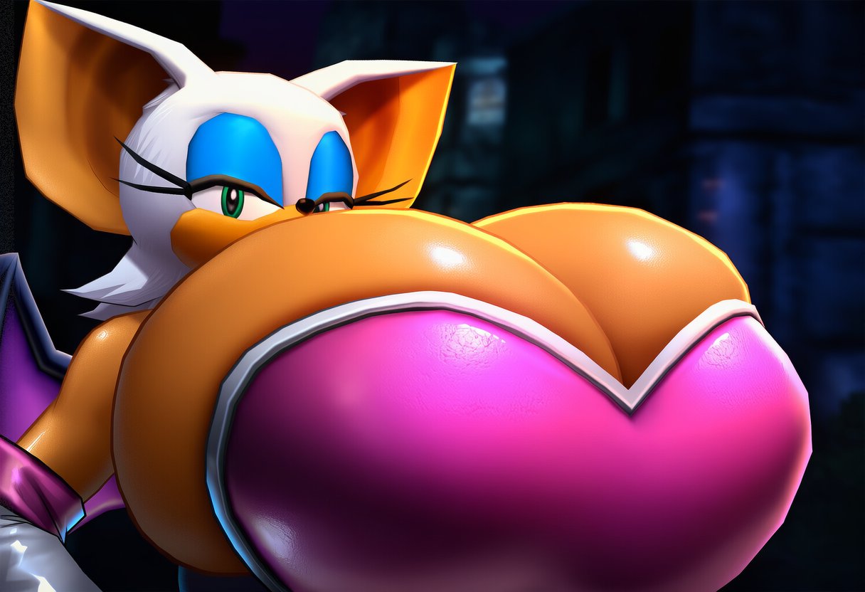 1girls, 3d, 3d (artwork), ai, ai art, ai assisted, ai generated, ai-created, anthro, bat, bat girl, breast expansion, cleavage, female only, furry, green eyes, huge breasts, hyper, hyper breasts, massive breasts, rouge the bat, sega, sonic (series), sonic the hedgehog (series), succubus30586, wings