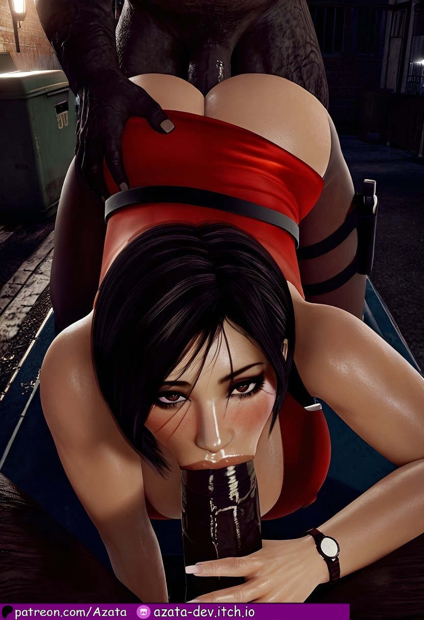 2boys, ada wong, ada wong (adriana), ai generated, azataai, blowjob, breasts, cheating female, cheating girlfriend, cucked by bully, cuckold pov, dark alley, dark areola, dark-skinned male, embrace, erect nipples, giant male, hairy armpits, half naked, horny female, huge breasts, hugging, hugging from behind, imminent kiss, imminent netorare, imminent ntr, imminent penetration, interracial, japanese female, kissing, kissing penis, lipstick, looking at viewer, making fun of, male, naked ass, naked male, netorare, pale-skinned female, red dress, resident evil, resident evil 2, resident evil 2 remake, resident evil 4, resident evil 4 remake, sideboob, smug expression, smug face, smug grin, smug smile, spitroast, ugly bastard