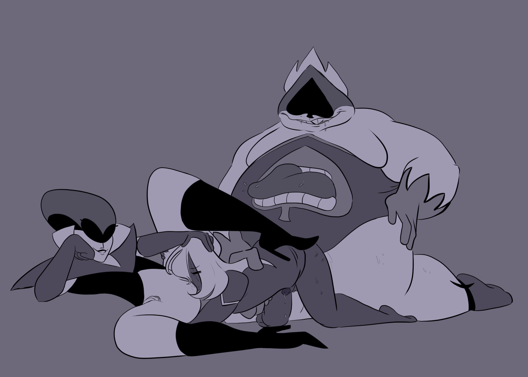 deltarune, female, king spade, male, queen, queen (deltarune), rouxls kaard