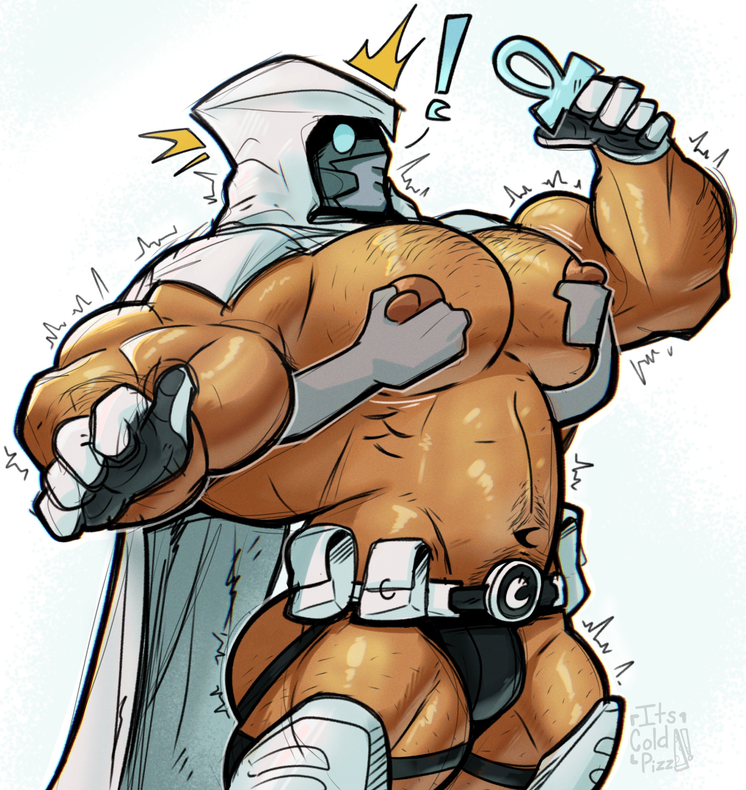 big pecs, breasts, gay, grabbing breasts, grabbing pecs, hood, hood up, hooded, hooded cape, hooded male, its coldpizzart, male, male only, marvel, marvel comics, marvel rivals, mask, masked, masked male, masked only, moon knight, moon knight (marvel rivals), muscular, muscular male, nipples, pecs, standing, surprised