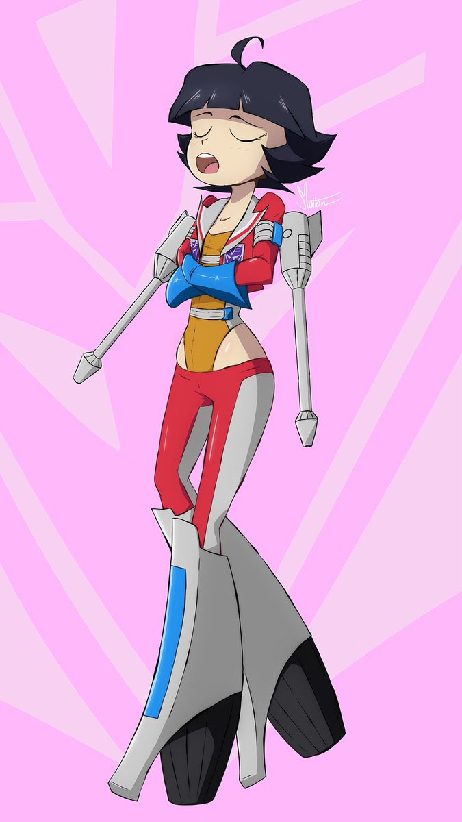 boots confident humanformers jacket jobbythehong lowered_pants pants rule_63 starscream stilettos swimsuit transformers transformers_g1