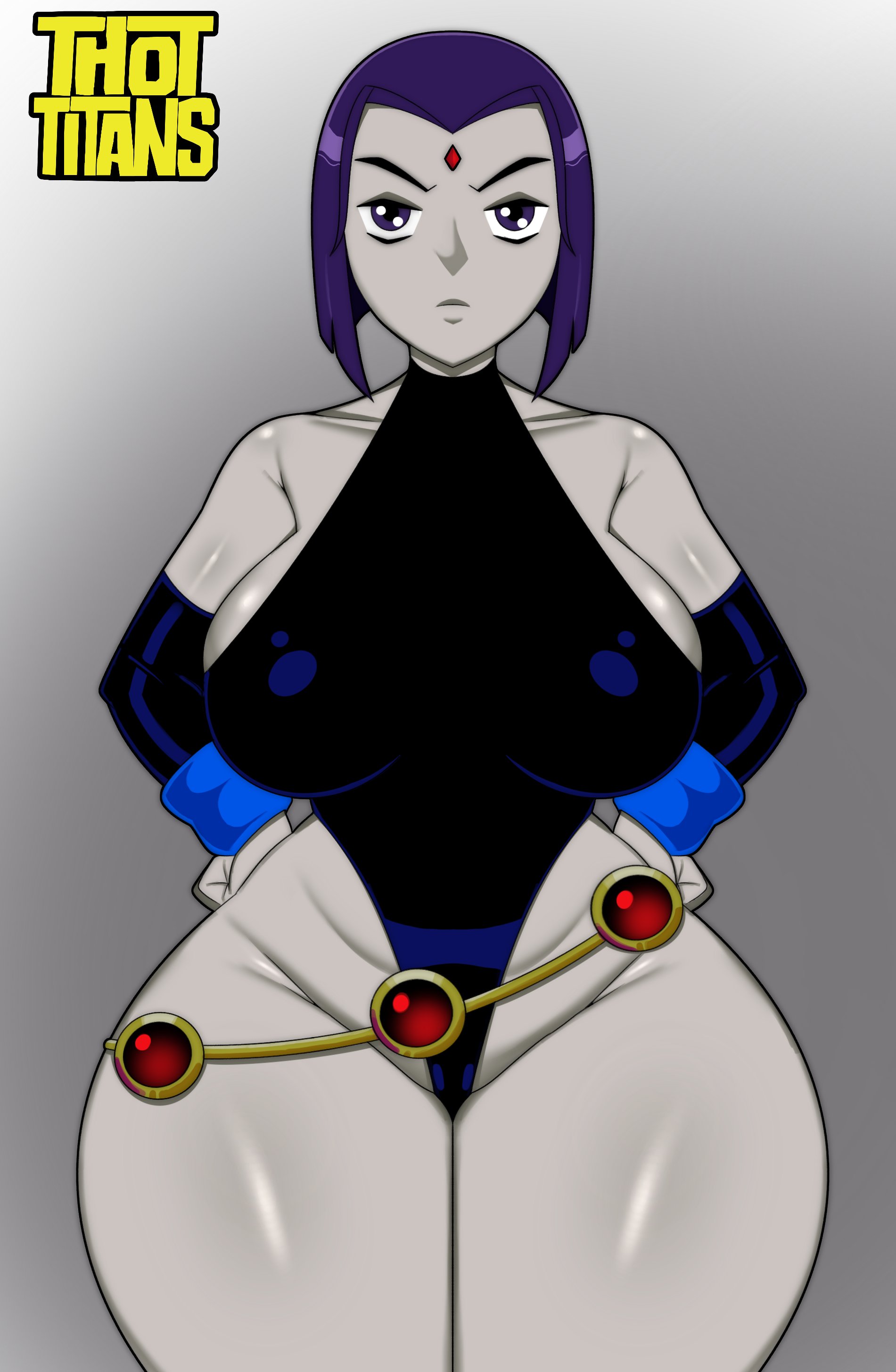 1girls, big breasts, breasts, coldarsenal, curvy, curvy figure, dc, dc comics, female, female only, large breasts, leotard, looking at viewer, purple eyes, purple hair, rachel roth, raven (dc), short hair, solo, solo female, teen titans, thick, thick thighs, thighs, thot titans, thunder thighs, voluptuous, wide hips