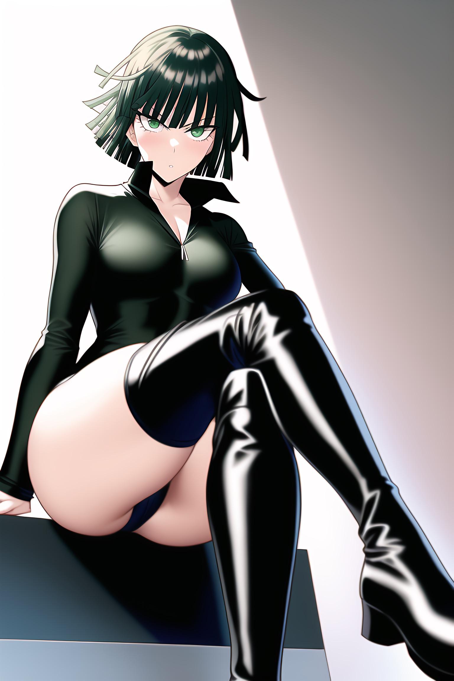 1girls, ai generated, artist name, ass, ass focus, bangs, big ass, big breasts, big butt, blush, bob cut, boots, breasts, bubble ass, busty, cleavage, clothed, clothing, covered pussy, crossed legs, dark green hair, dress, eye contact, eyelashes, fat ass, female, female focus, female only, fringe, front view, fubuki (one-punch man), full body, green eyes, green hair, highres, hips, hourglass figure, jacket, large ass, large breasts, latex, legs, legs together, light skin, light-skinned female, long sleeves, looking at viewer, medium hair, miniskirt, nai diffusion, no pants, one-punch man, open mouth, panties, pussy, round ass, shiny skin, short hair, short skirt, sitting, slim, slim waist, solo, solo female, solo focus, stable diffusion, thick, thick ass, thick legs, thick thighs, thigh boots, thigh squish, thighhighs, thighs, thin waist, underwear, upskirt, waist, wide hips