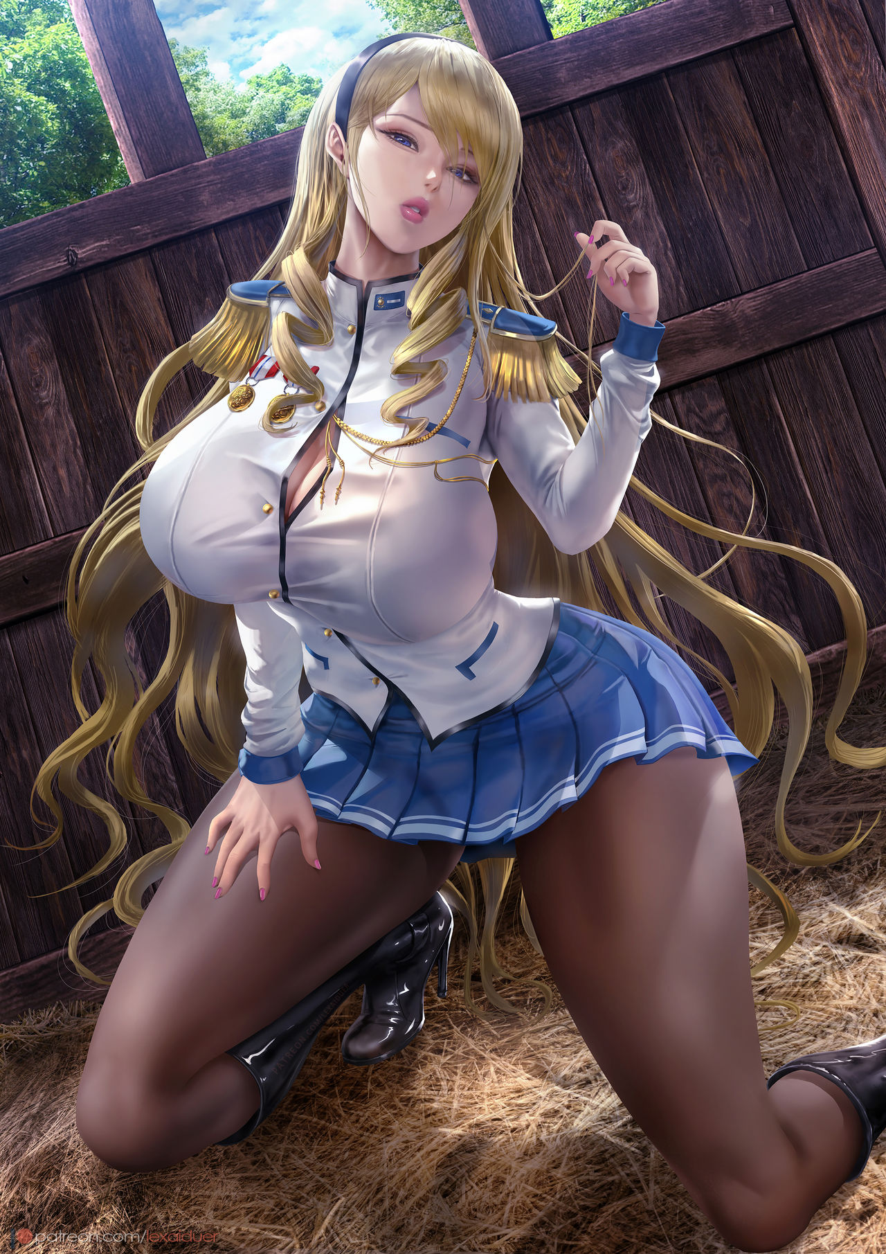 1girls, big breasts, breasts, celia cumani aintree, female, lexaiduer, solo, walkure romanze
