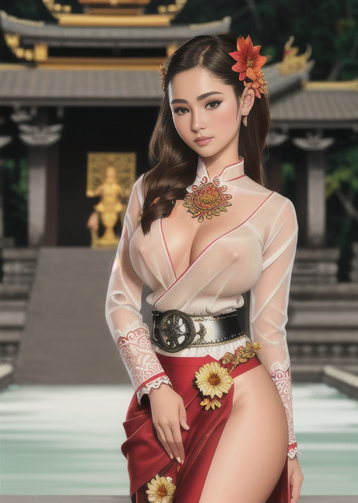 1girls ai_generated asian asian_female big_breasts black_hair breasts female female_only flower_in_hair imthebedguy indonesia large_breasts nipple_bulge nipples nipples_visible_through_clothing original original_character outside realistic solo southeast_asian stable_diffusion tagme