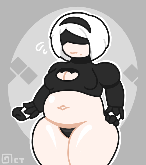 1girls blindfold chubby clothing embarrassed female_only gloves goth headband maebari mole mole_under_mouth nier:_automata octotron2000 plump robot robot_girl short_hair small_breasts solo solo_female white_hair yorha_2b