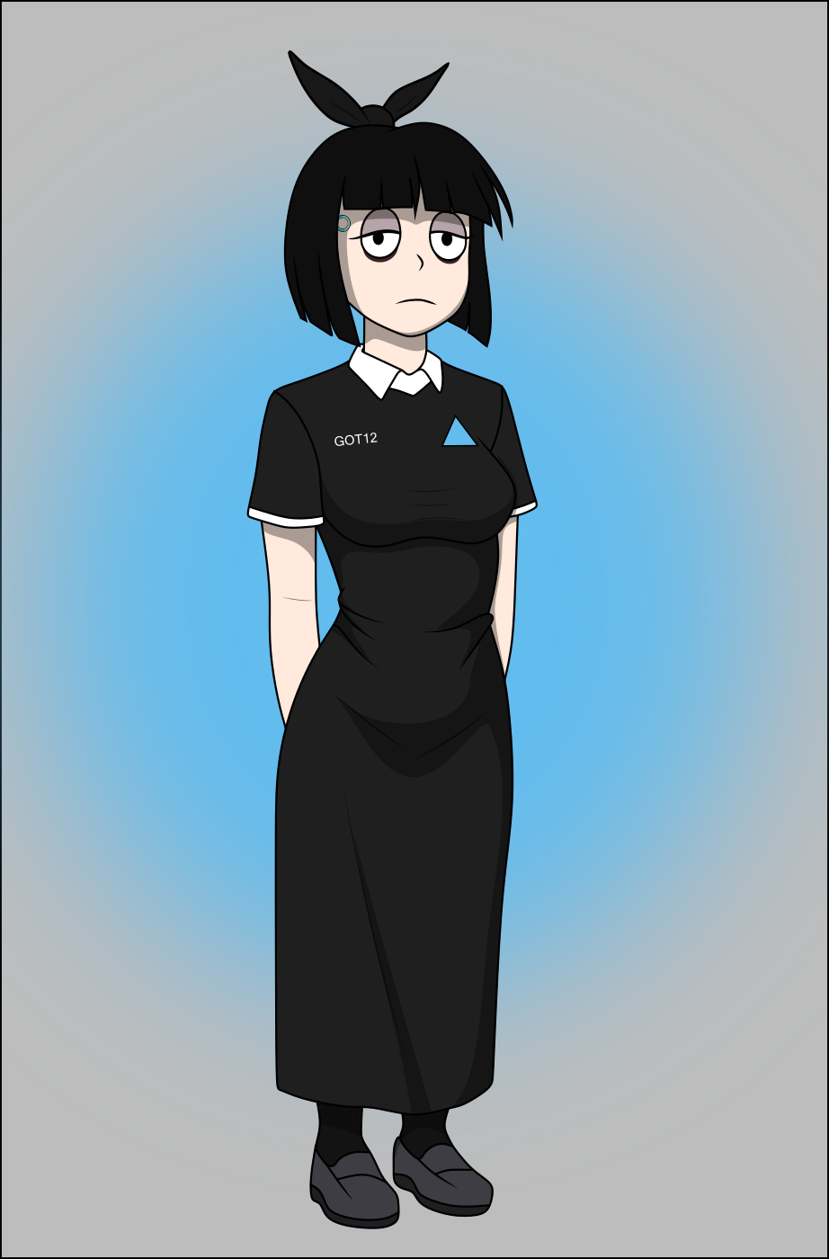 aged_up android black_hair creepy_susie crossover detroit:_become_human dress goth goth_girl gothic_girl gotic robot robot_girl sexfightfun short_hair the_oblongs