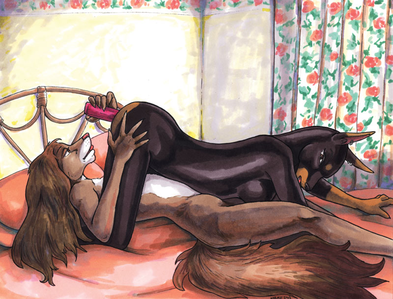 69 2003 anthro ayame_emaya breasts canine coke_(ayame_emaya) dildo doberman female fur furry layla_(ayame_emaya) nude piercing sex_toy sideboob sleek yuri