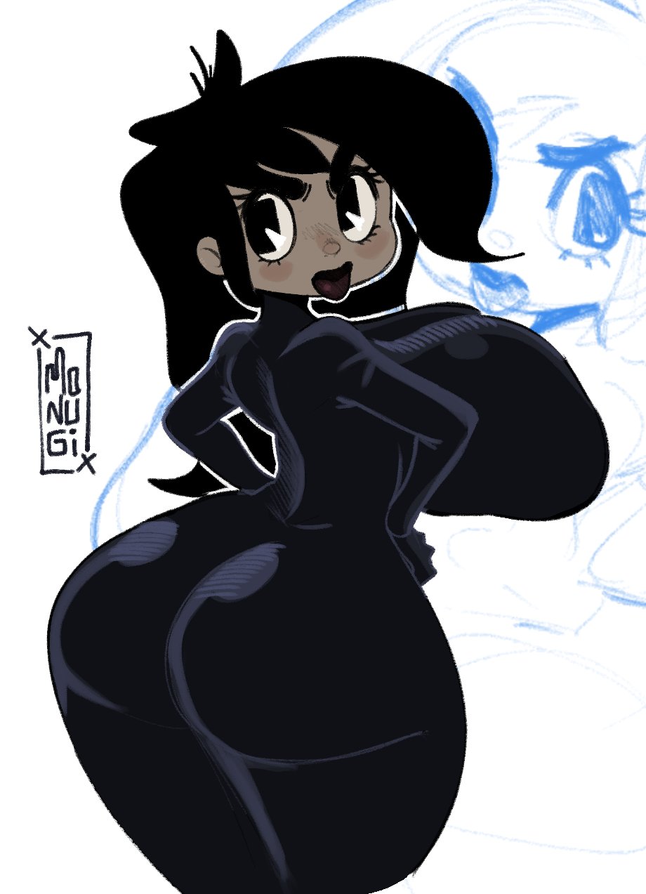 1girls adult_swim alternate_breast_size artist_name artist_signature big_ass big_breasts big_butt black_hair bubble_ass bubble_butt emma_fairfax female huge_breasts long_hair looking_back melinda_(unicorn:_warriors_eternal) monugi_doodles_(artist) thick_thighs unicorn:_warriors_eternal voluptuous voluptuous_female wide_hips