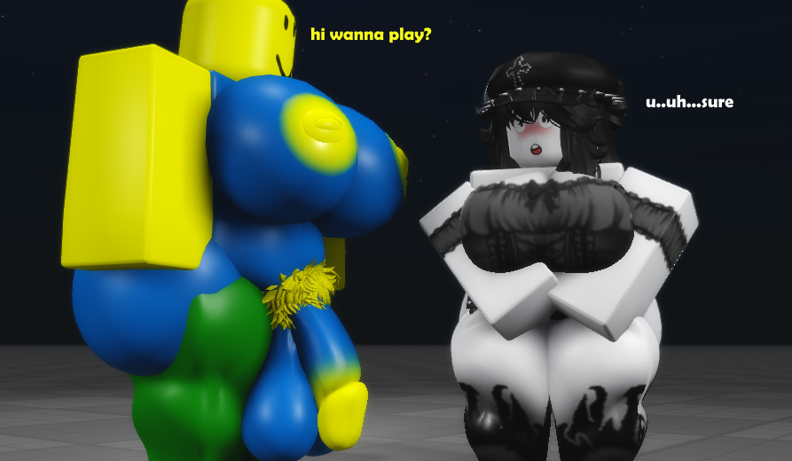 1futa 1girls 3d baseplate big_ass big_balls big_breasts big_cock black_hair dialogue english_text futa_on_female futanari huge_breasts huge_cock lesbian noob pumpkinlesspie roblox roblox_avatar robloxian tagme tagme_(artist) text thick_thighs use_the_correct_tags_you_fucking_ape white_body