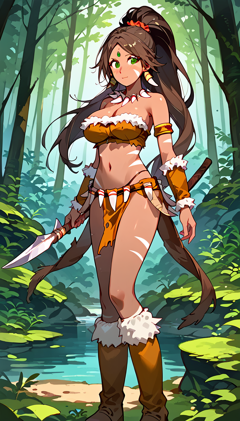 1female 1girl 1girls 1woman ai_generated big_breasts black_hair black_hair_female ear_piercing ear_piercings ear_ring ear_rings earring earrings female female_focus forehead_gem forehead_jewel forest forest_background gem_on_forehead green_eyes green_eyes_female jewel_on_forehead jungle jungle_background large_breasts league_of_legends long_hair long_hair_female nidalee ponytail ponytail_female rank19 riot_games shiny shiny_breasts shiny_skin skimpy skimpy_clothes skimpy_costume skimpy_outfit skimpy_underwear solo solo_female solo_focus tooth_necklace tribal_markings tribal_tattoo tribal_tattoos