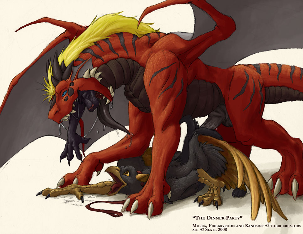 2008 anal avian claws dragon feral gryphon morca penetration penis scalie sex slate_(artist) vore