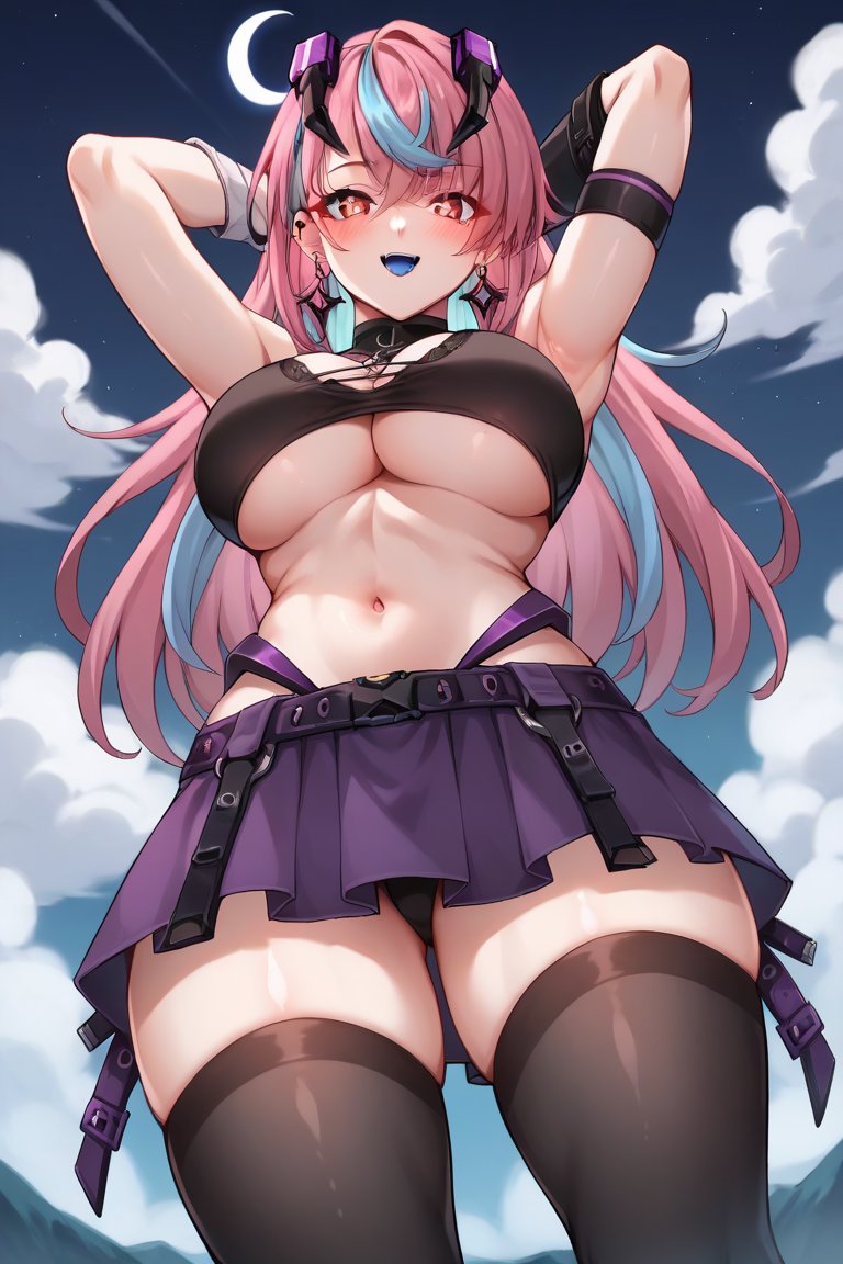 1girls ai_generated big_breasts blush breasts emikukis latam_virtual_youtuber long_hair looking_at_viewer moo moon multicolored_hair night outdoors panties pink_hair sky_blue_hair socks solo_female tagme thighs tupadrev4 upskirt virtual_youtuber vtuber