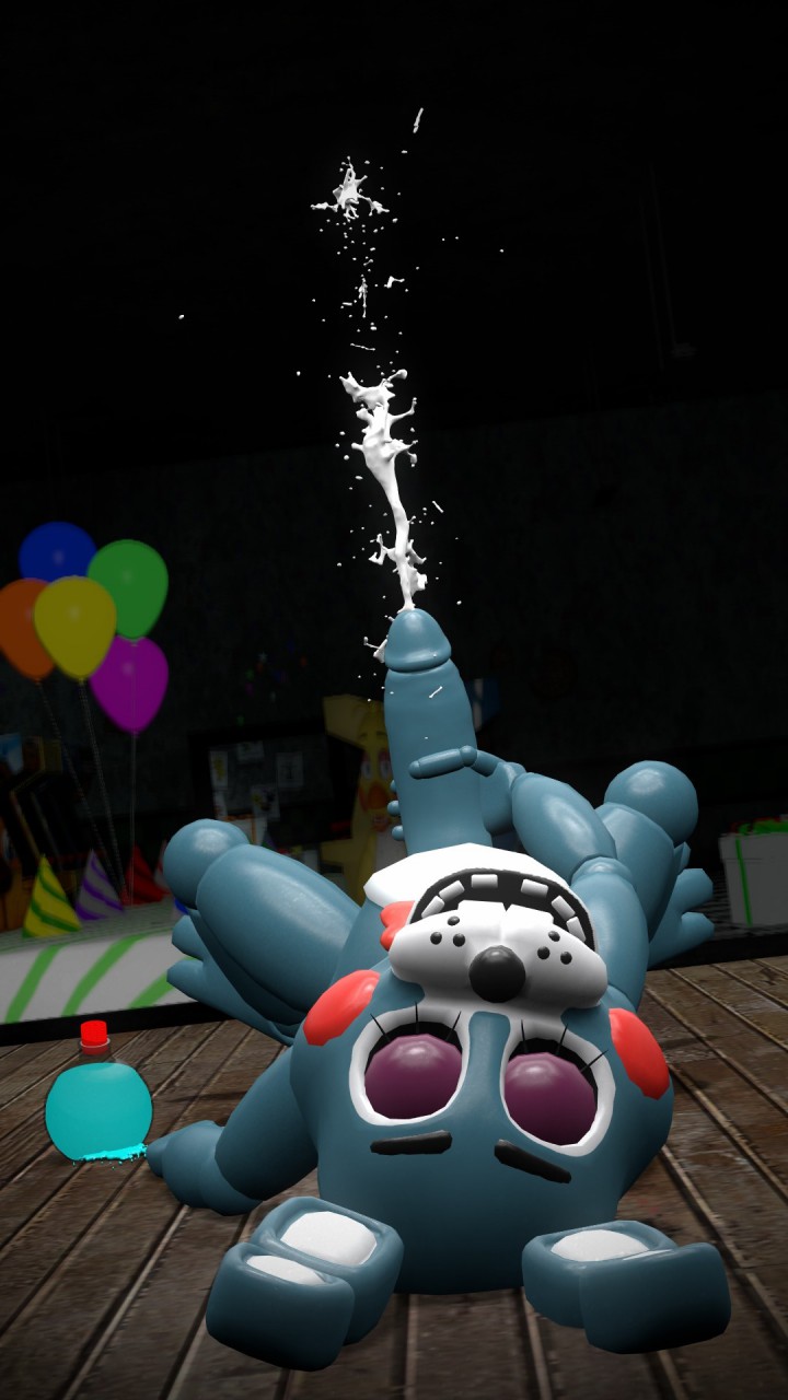 1boy 1male 3d 3d_(artwork) ahh balloon blush cheeks closed_eyes cum cumshot five_nights_at_freddy's five_nights_at_freddy's_2 garry's_mod male masturbation slayerthefox115 solo table toy_bonnie_(fnaf)