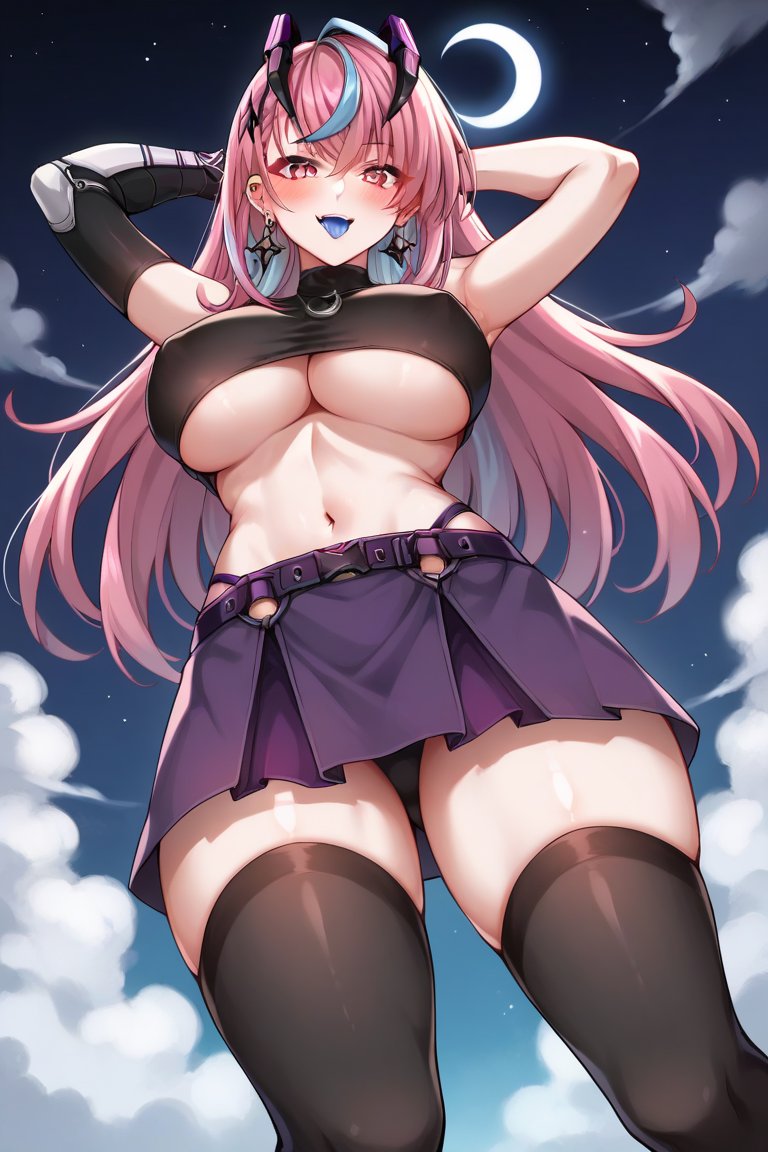 1girls ai_generated big_breasts blush breasts emikukis latam_virtual_youtuber long_hair looking_at_viewer moo moon multicolored_hair night outdoors pink_hair sky_blue_hair socks solo_female tagme thighs tupadrev4 virtual_youtuber vtuber