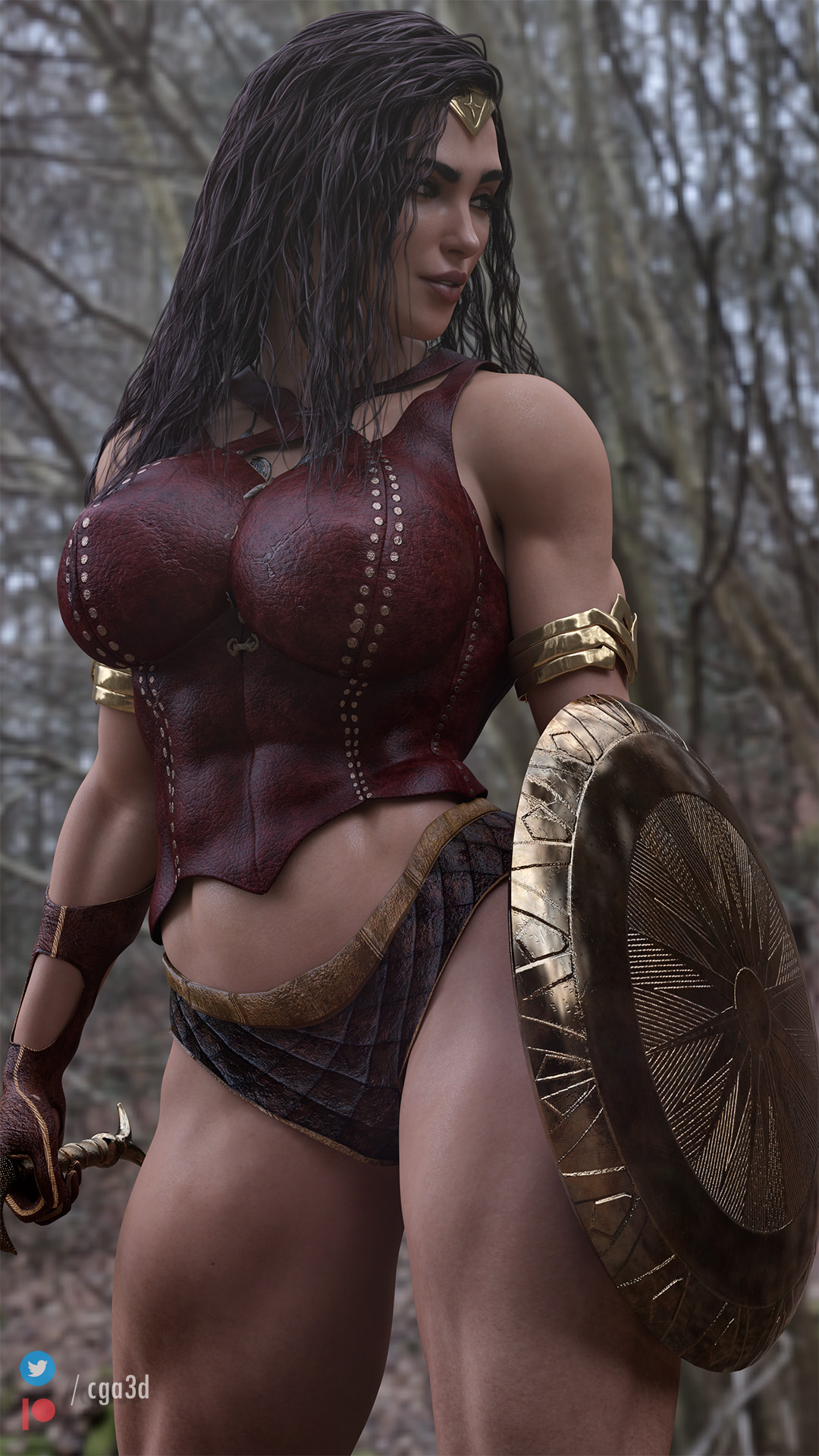 1girls, 3d, amazon, amazonian, andrea (cga3d), ass, big ass, big breasts, big butt, black hair, breasts, bubble ass, bubble butt, busty, cga3d, curvaceous, curvy, curvy female, curvy figure, daz studio, daz3d, dc, dc comics, erotichris, female, female only, green eyes, hourglass figure, huge ass, huge breasts, large breasts, light skin, light-skinned female, muscular, muscular female, original, original character, seductive, seductive look, sensual, shield, solo, sword, thick, thick ass, thick thighs, tiara, voluptuous, voluptuous female, wide hips, wonder woman (cosplay)