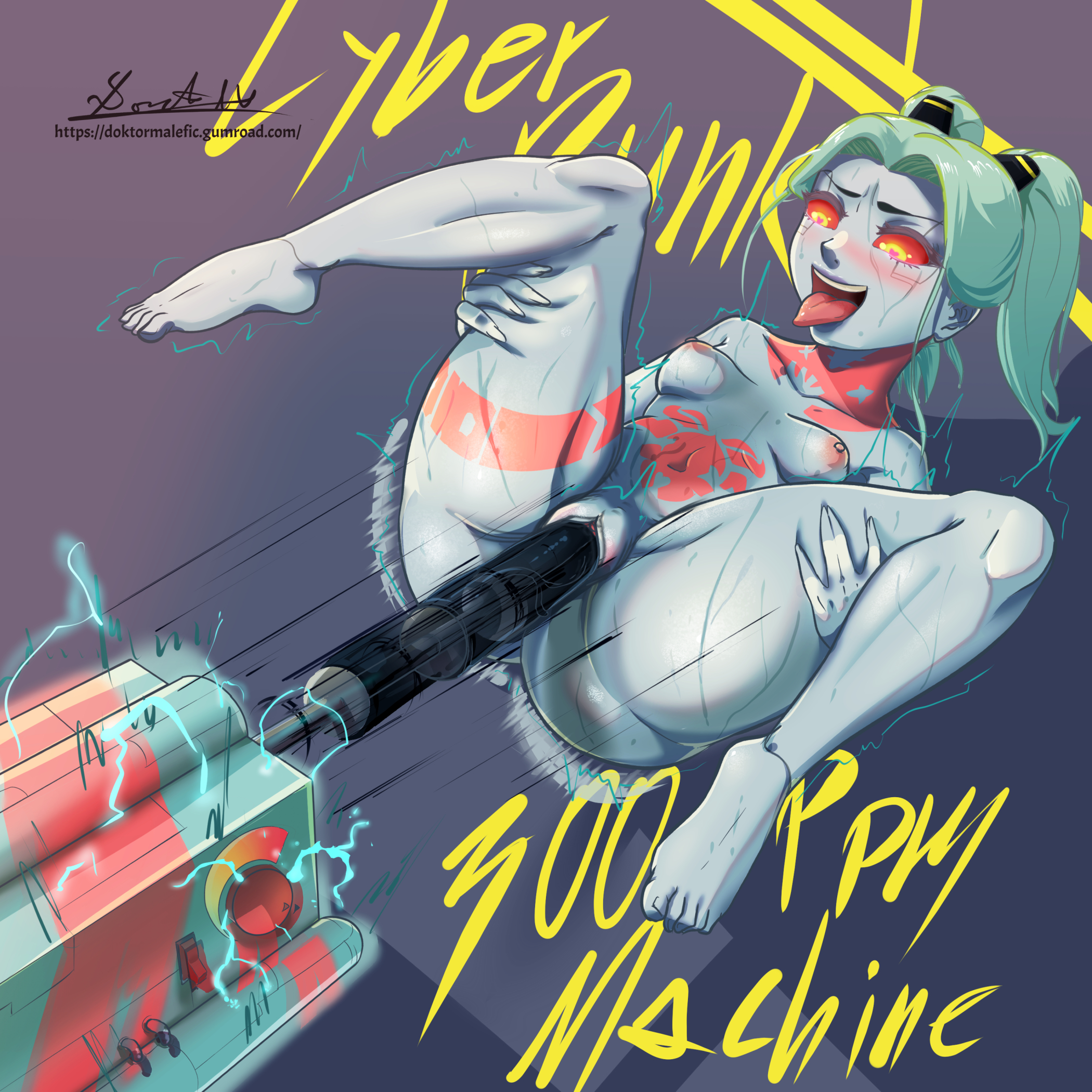 1girls, ass, big penis, blue skin, breasts, color, colored, cyberpunk 2077, cyberpunk: edgerunners, dildo, dildo in pussy, dildo penetration, doktor malefic, female, female only, fucking machine, hair, hair ornament, leg grab, legs apart, legs spread, legs up, light blue hair, light skin, light-skinned female, looking pleasured, male, naked, nude, nude female, penis, pussy, rebecca (edgerunners), sex machine, sex toy, small breasts, studio trigger, sweat, sweatdrop, sweating, sweaty, sweaty ass, sweaty body, sweaty breasts, sweaty butt, tattoo, tattoos, thick ass, thick thighs, tongue, tongue out, twintails, vaginal penetration