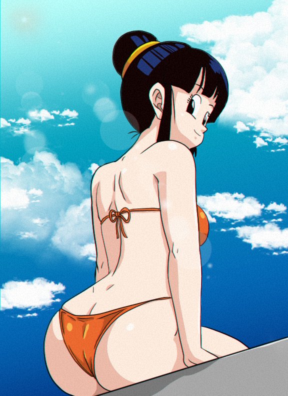 1girls ass bikini chichi dragon_ball dragon_ball_z female female_only looking_back milf popblackcherry shounen_jump solo