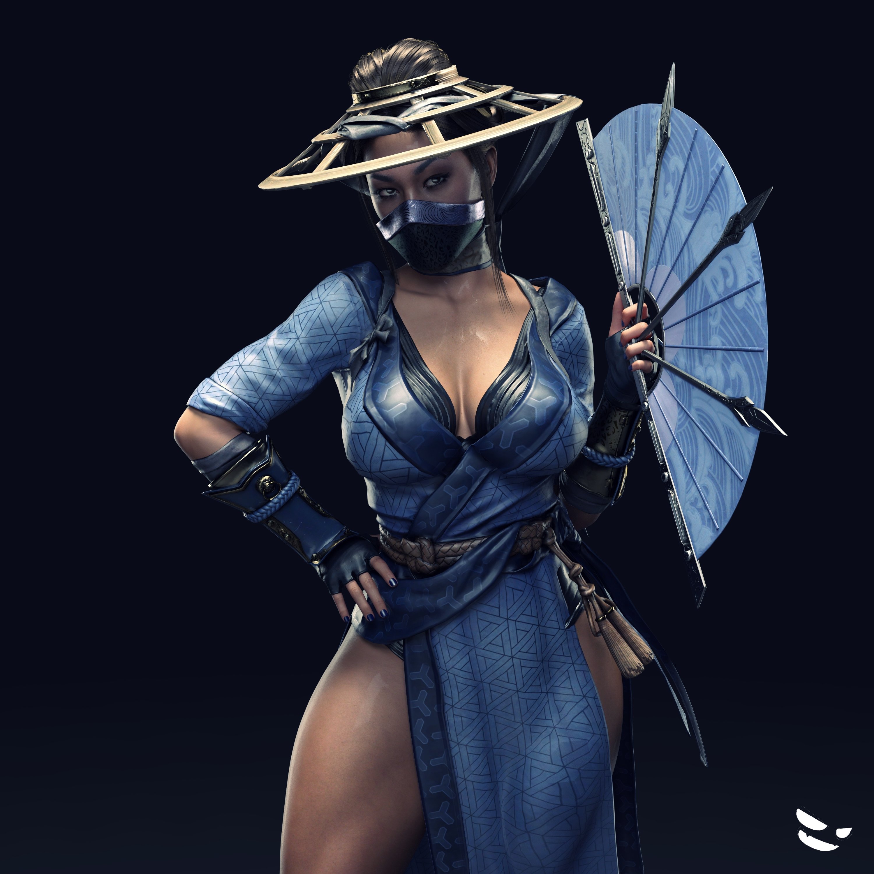 1girls, 3d, alternate version available, big breasts, breasts, cleavage, edenian, fan, female, female only, fit, fit female, fully clothed, gm studios, kitana, kitana (endless summer), mask, masked, masked female, mortal kombat, mortal kombat 11, solo, thick thighs, wide hips