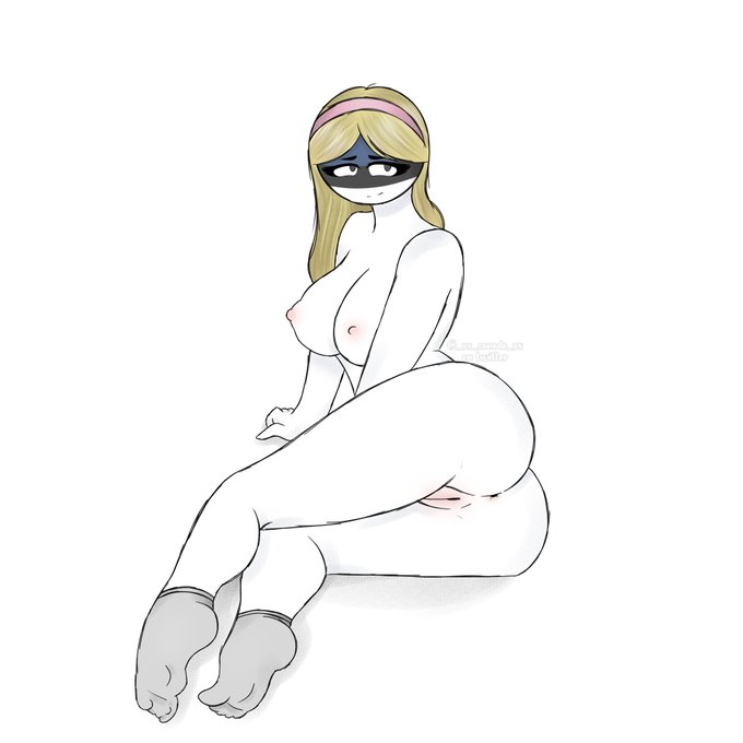 anus, ass, blonde hair, blue eyes, breasts, breasts out, countryhumans, countryhumans girl, estonia (countryhumans), female, laying on side, medium ass, medium breasts, naked female, nipples, nude, nude female, pink headband, pink nipples, pink pussy, pussy, smile, socks, thick thighs, thighhighs, vagina, white skin, xx.canada.xx