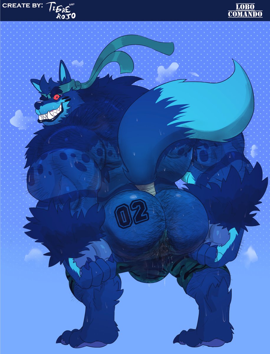 1397_david anthro anus ass balls bara barazoku big_ass big_balls big_penis blue_body blue_fur canine furry gay hairy headband lobo_commando looking_back male male_only muscles muscular musk penis presenting_ass showing_ass solo solo_male sweaty tail wolf