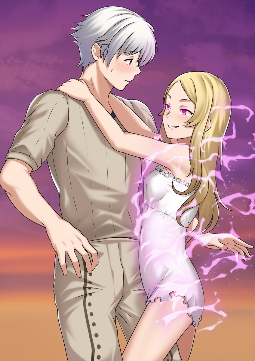 1boy 1girls alternate_hairstyle assertive assertive_female bbk_(13zk) corruption female fire_emblem fire_emblem_awakening grima_(fire_emblem) hair_down height_difference hug lingerie lissa_(fire_emblem) long_hair male nintendo possessed possession robin_(fire_emblem) robin_(fire_emblem)_(male) smile underwear