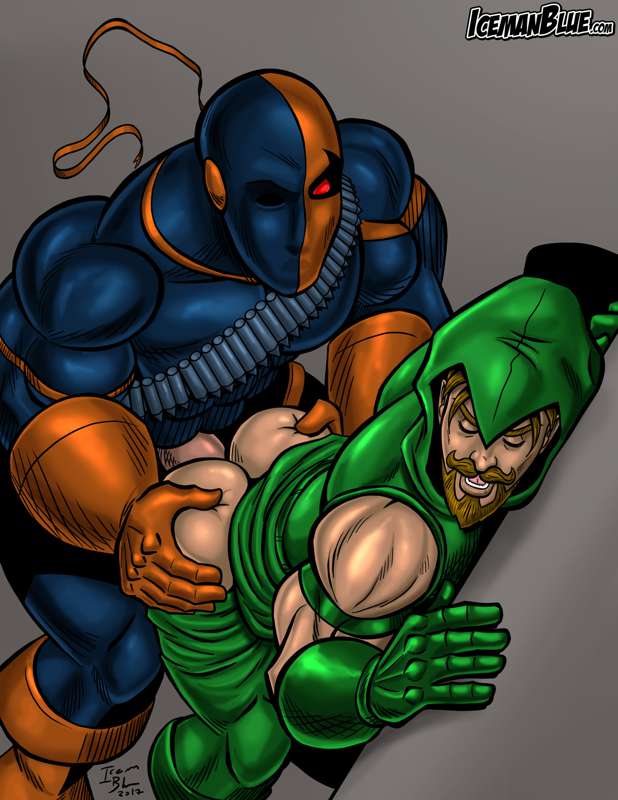 2boys ass ass_grab big_ass dat_ass dc dc_comics deathstroke facial_hair fat_ass gay gay_sex green_arrow green_arrow_(series) hero icemanblue justice_league male male/male male_only male_penetrating male_penetrating_male masked oliver_queen slade_wilson superhero teen_titans villain villain_on_hero yaoi