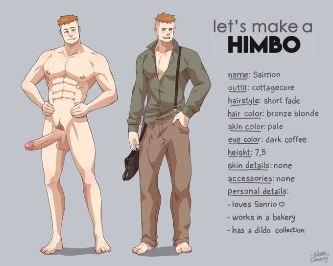 balls bara big_balls big_penis boner bulge character_sheet erection fully_clothed gay himbo male male_only muscles muscular nude penis saimon_(warncraving) solo solo_male warncraving