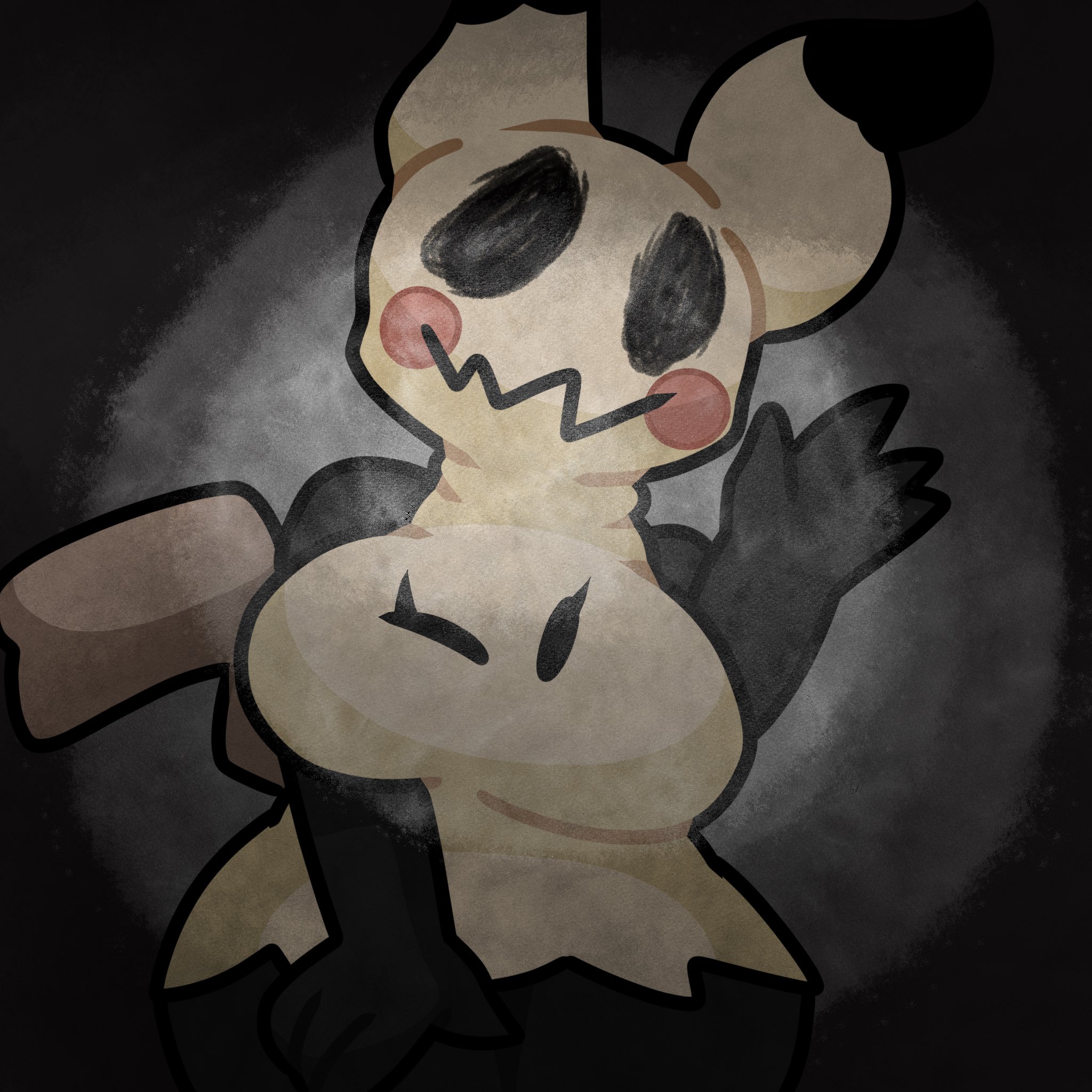 2d, anthro, big breasts, breasts, female, lewdewott, mimikyu, pokemon, tagme, waving, wink