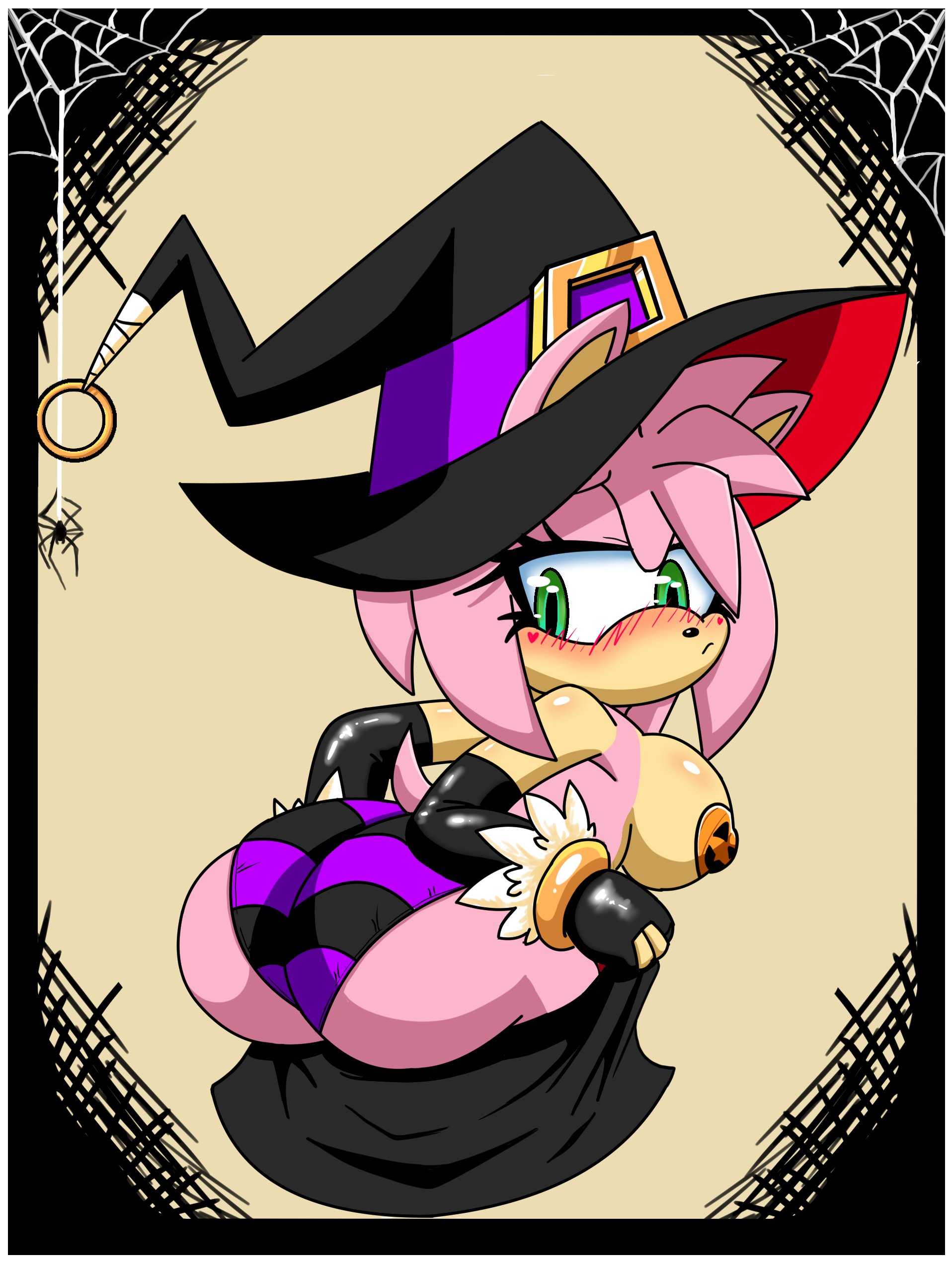 1girls, amy rose, anthro, ass, big ass, big breasts, breasts, bubble ass, bubble butt, cosplay, female, female only, halloween, hedgehog, huge ass, huge breasts, panties, pink fur, roga14, sega, skirt, skirt down, solo, solo female, sonic (series), sonic the hedgehog (series), witch, witch costume, witch hat