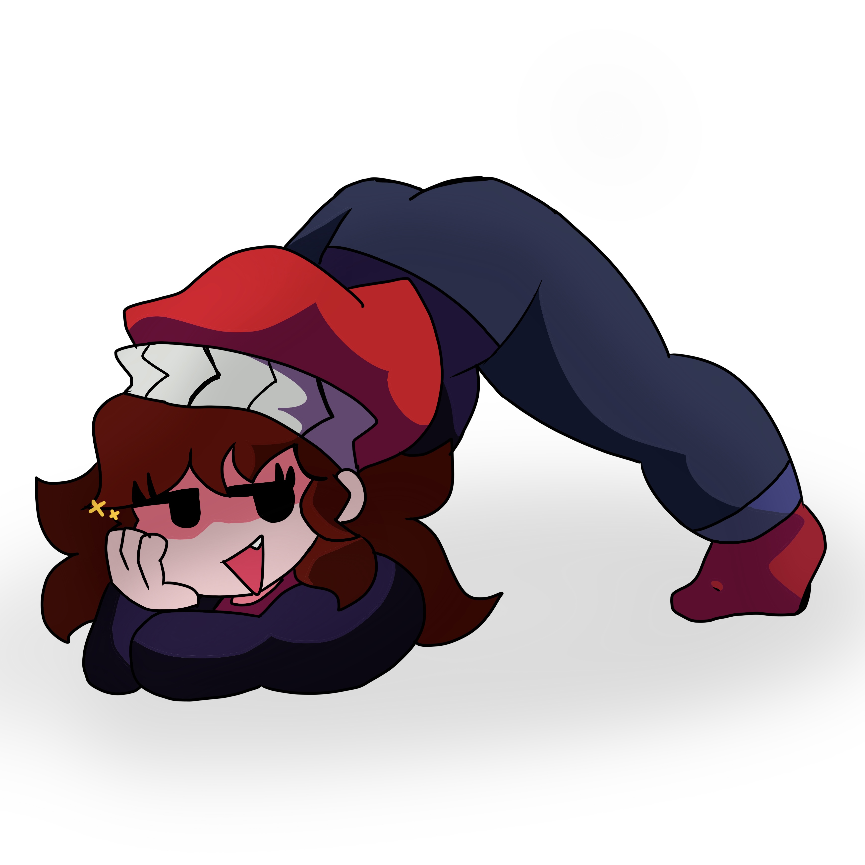 creepypasta, female, fnf, fnf mod, fnf mods, friday night funkin, friday night funkin lullaby, friday night funkin mod, girlfriend (friday night funkin), girlfriend (mods), hat, hypnos lullaby, jack-o pose, jacket, looking at viewer, lullaby girlfriend (fnf), mob face, newgrounds, open mouth, pants, red hair, smile, socks, solo, triangle mouth